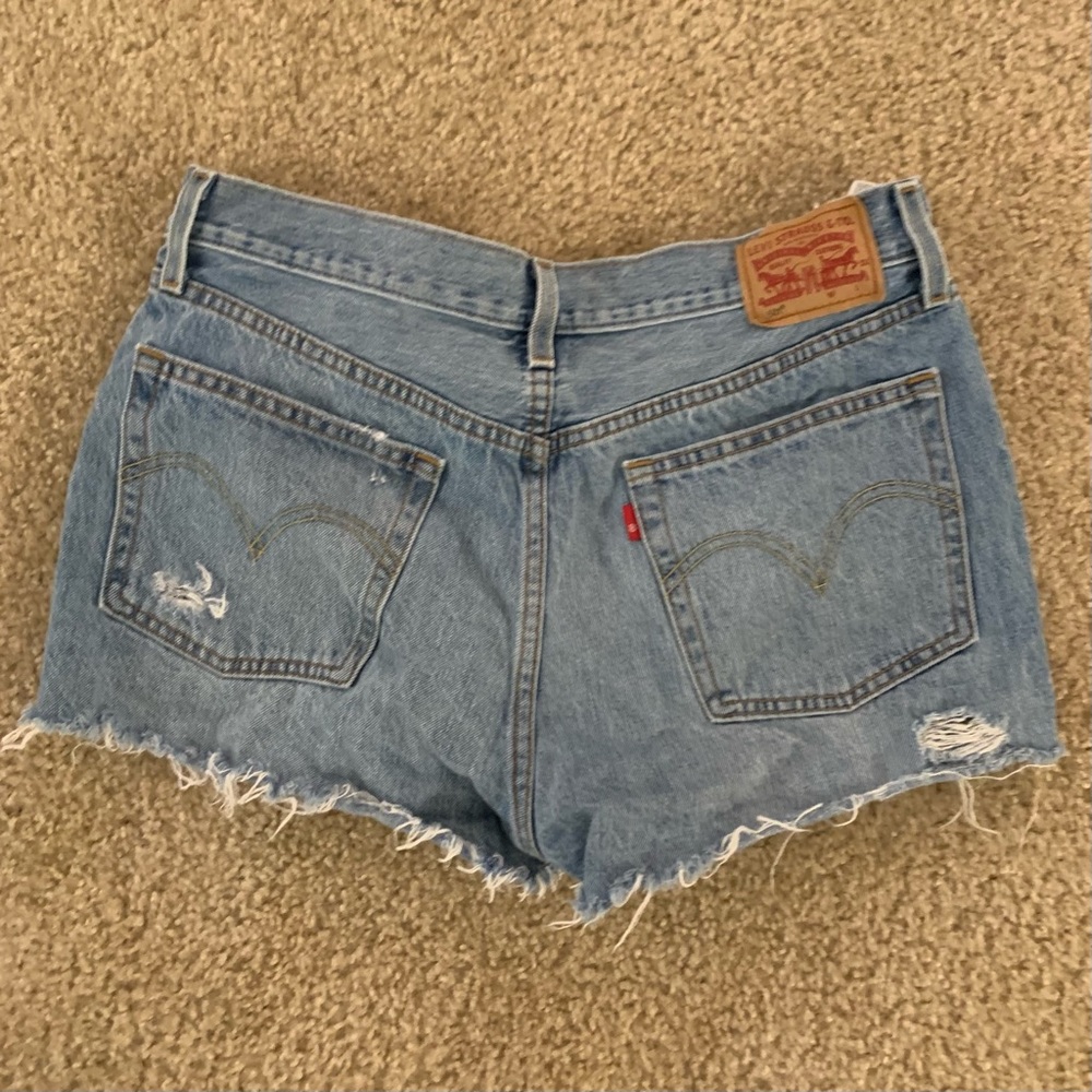 Levis 501 Light Wash High Rise Denim Shorts